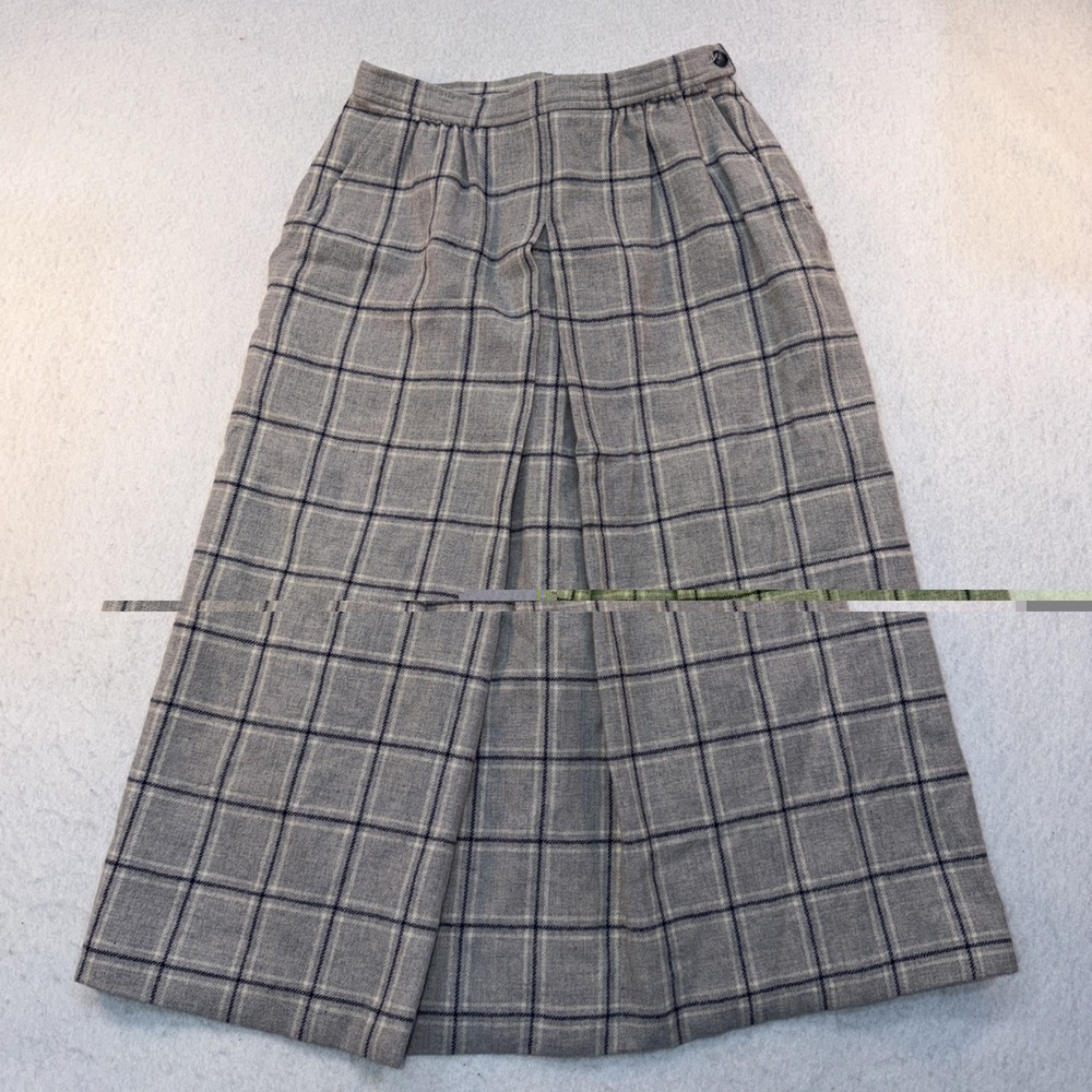 Vintage Pendleton 100% Wool A Line‎ Skirt Womens 10 Gray Plaid Midi USA Fall